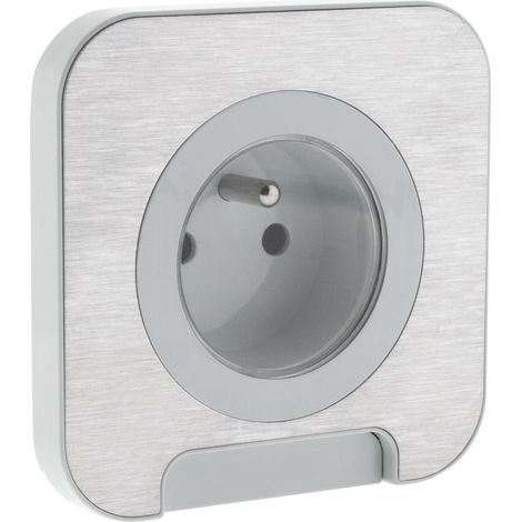 Prise étanche IP44 16A – Clapet coulissant – Pour installations extérieures – Métal brossé – 3680W sous 230V – Protec (1/5)