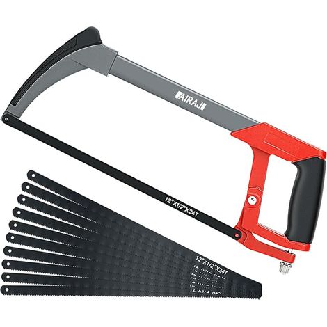 300 mm metal saw, hacksaw, 10 saw blades included, hacksaw 45°/90°. Suitable for cutting metal, wood, steel, PVC pipes and plastics (1/5)