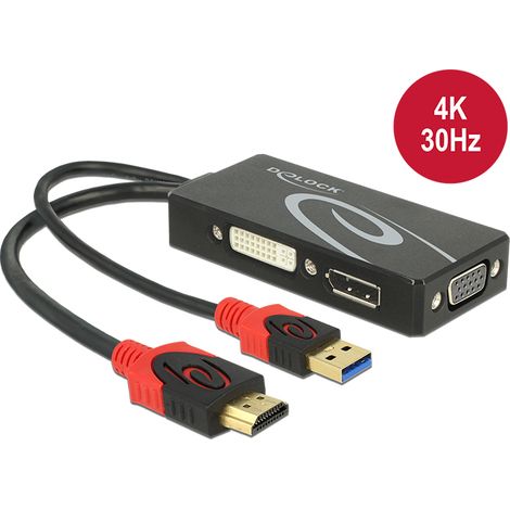 Delock Adaptador HDMI macho  DVI / VGA / Displayport hembra 4K negro