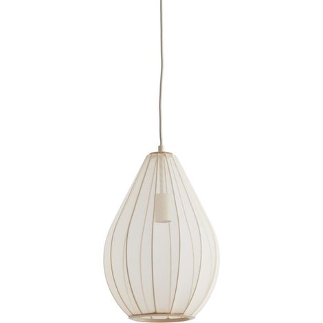 Suspension Itela beige et blanche – Textile 28 cm diamètre – E27 non dimmable – Pour intérieur IP20 – Light & Living