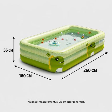Piscine gonflable (260x160x56cm), piscine hors-sol détachable, grande piscine pour fêtes familiales, jeux de plein air. (1/5)