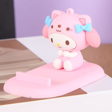 Support de téléphone 3D mignon avec personnage de dessin animé (1 pièce) - PVC, non étanche, idéal pour le bureau et la table de chevet, motif nœud rose, parfait pour (1/5)
