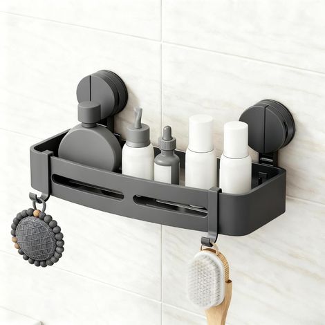 Mensola da bagno senza foratura, mensola per doccia con ventosa potente, portaoggetti per doccia senza foratura, organizer per doccia resistente alla ruggine, installazione in 1 minuto, supporto a par