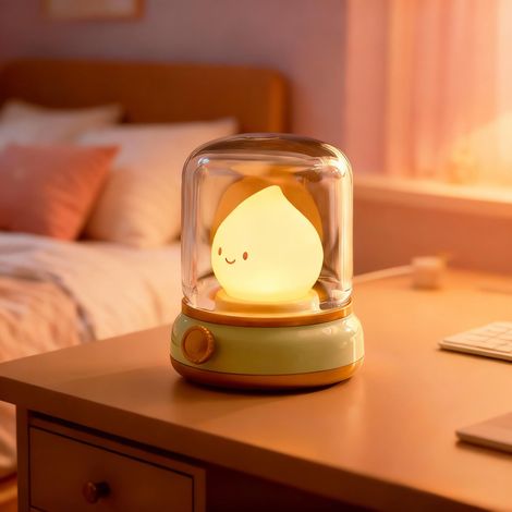 Mignonne Veilleuse au Kérosène, Lumière Douillette, LED Rechargeable, Lampe de Douche, Jolie Décoration, Veilleuse pour Adultes, Lampe Froide, convient variété cadeaux de vacances Vert