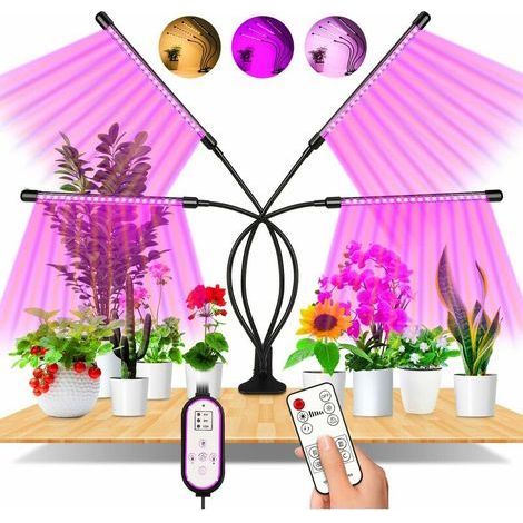 pair Lampe de Plante, 80 LEDs Lampe de Croissance à 360° Éclairage Horticole Avec, Lampe Pour Plante 4 Têtes Lampe Croissance Spectre Complet Avec Chronométrage AUTO - ON / OFF 4H / 8H / 12H [Classe é (1/5)