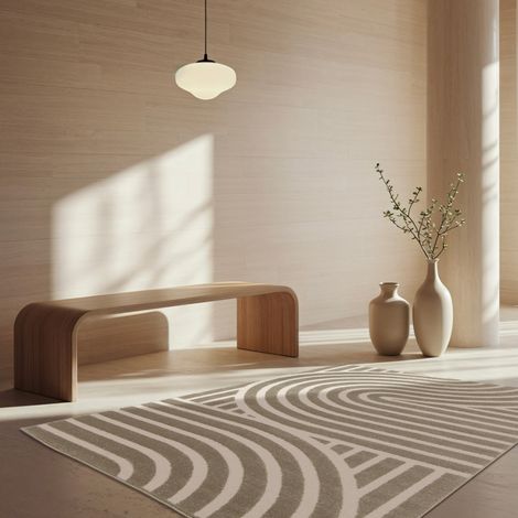 Tapis intérieur motif graphique taupe - Enzo 160 x 230 cm