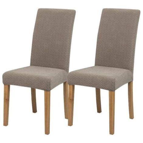 Lot de 2 housses de chaise de salle à manger, housse de chaise de cuisine extensible en jacquard, amovibles et lavables, housses de protection pour la maison, le restaurant et les banquets (kaki) (1/4)