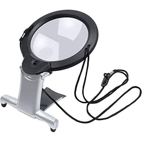 Una lupa gigante con luces LED que te permite tener las manos libres para leer, que puedes colgar del cuello o colocar sobre una mesa, con un aumento de 6x. (1/4)