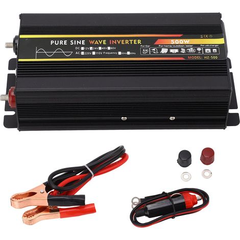 500W Onduleur à Onde Sinusoïdale Pure 24V CC vers 220V CA, écran LED, chargeur de voiture inclus (1/5)