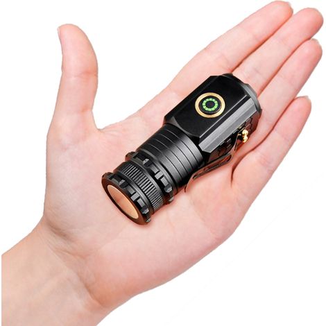 Mini linterna LED potente, recargable e impermeable con imán (aluminio).