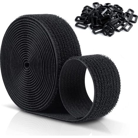 Attaches de câble Velcro réutilisables 10 x 20 mm, sangles de câble réglables avec 50 boucles en plastique, attaches de câble Velcro en nylon noir anti-coupure - TREETALK (1/5)