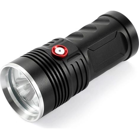 P70 Lampe Poche étanche LED rechargeable haute puissance 30000-100000 lumens, Ultra lumineuse 3 modes la plus puissante lampe de poche rechargeable USB (50W-P70, Batterie au lithium unique) (1/5)