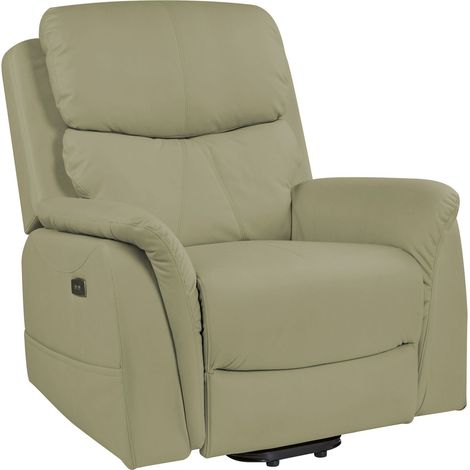 Recliner Electric Armchair with Massage Function Green Fabric Adjustable Modern Living Room GLORIE (1/5)