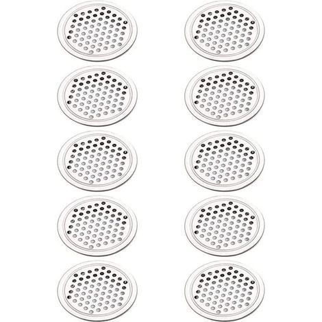 Set mit 10 runden Lüftungsgittern aus Edelstahl für Bad, Küche, Schränke, Schuhschränke, 53 mm (1/5)