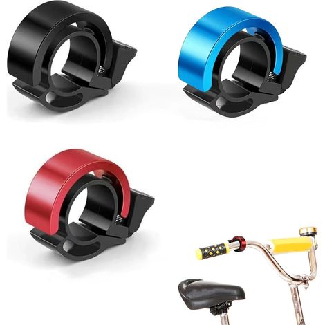 Fahrradklingel für MTB, Rennrad, Citybike – 3 Mini-Klingel-Set – Schwarz, Rot, Blau – lauter 100-dB-Sound – passend für 22–24-mm-Lenker – wasserdicht und einfach zu installieren (1/5)