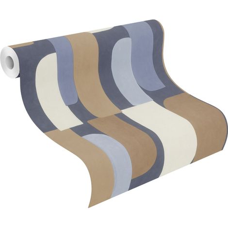 Rasch Vliestapete Paraiso Muster Grafik blau beige 10,05 x 0,53 m Wandtapete