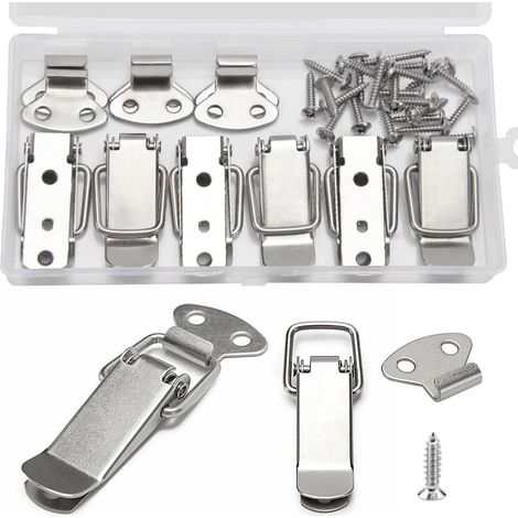 6 loquets à ressort bascule 72mm avec 24 vis M4x16, pour boîtiers, tiroirs et coffres à outils. (1/5)