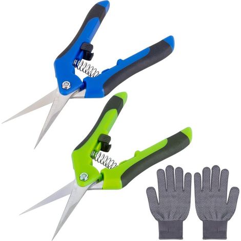 2 Pcs Ciseaux Sécateurs Lames Droites Inoxydable Sécateur de Jardin Sécateur Jardin Professionnel Ciseaux de Jardinage, Pointe Haute Secateur Précision+ 1 paire de gants de jardinage (1/5)