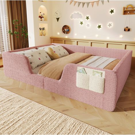 Bett mit Stauraum 140x190 aus Velours Pink HAVRYA (1/5)