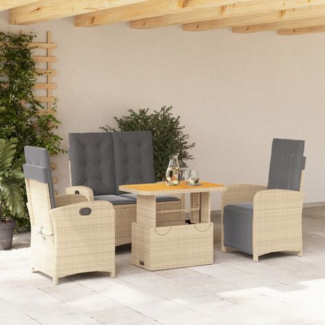 Ensemble à manger de jardin coussins 4 pcs-Salon de jardin beige résine tressée 740727 (1/5)