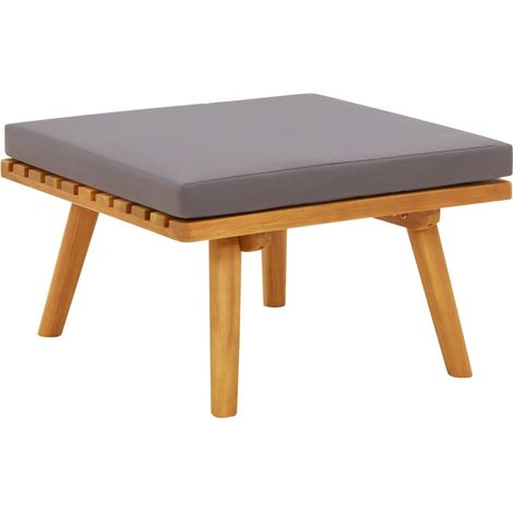 Reposapiés de jardín y cojín madera maciza acacia 60x60x29 cm vidaXL (1/5)
