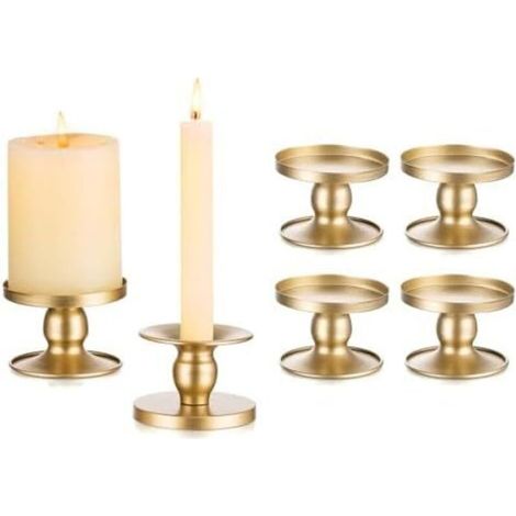 CSPARKV Lot de 6 Petite Chandelier Bougeoir Doré Mariage - Bougeoirs Métal Décoratifs pour Bougies Chandelles Piliers Noel Decoration Maison L’Avent Centre de Table Moderne (1/5)