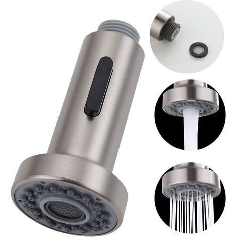 2-mode replacement spray head for kitchen faucet, for retractable mixer tap, G1/2", brushed (1/4)