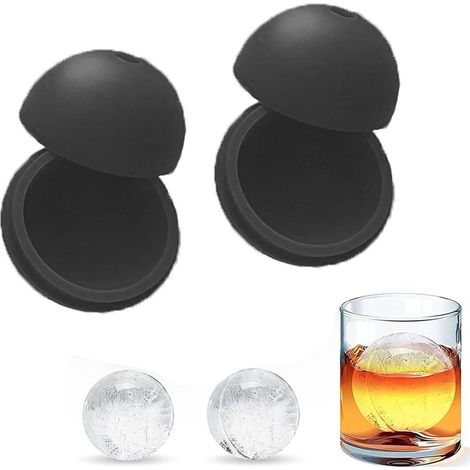 Kugelförmige Eisform – für Whisky und Cocktails – lebensmittelechtes Silikon – 6,5 cm Durchmesser – 2 Stück (1/5)