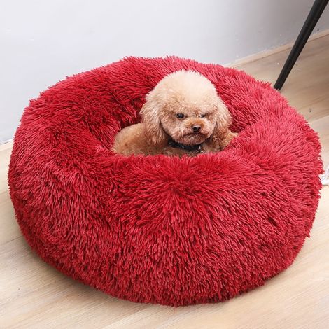 Lit Pour Chien - Couche Ronde Chaude En Peluche Longue - Lit Apaisant Pour Animaux De Compagnie - 80x80 cm - 20 cm De Hauteur - Pour Chien Jusqu'à 20 kg (1/3)