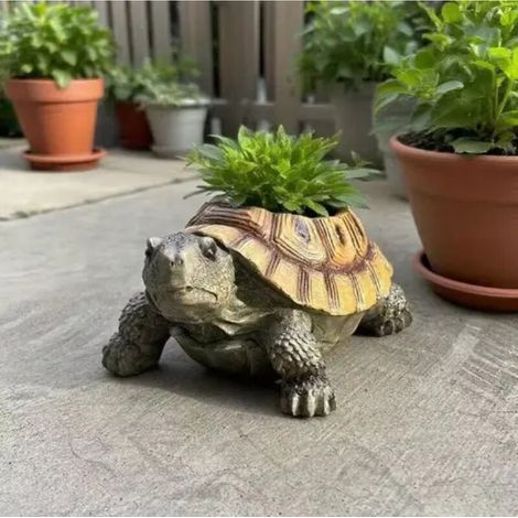 Pot de fleurs réaliste en forme de tortue avec plantes succulentes pour la décoration
