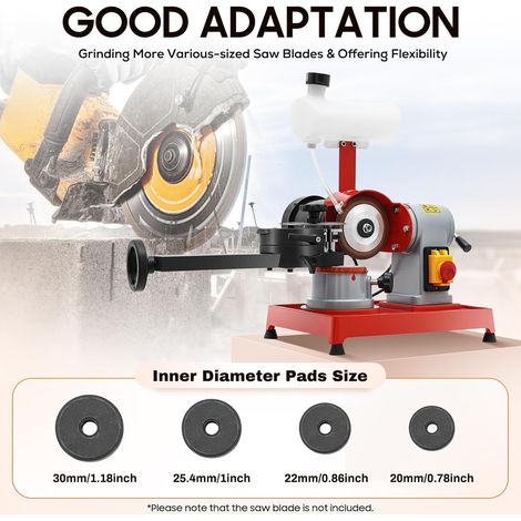 Lame de scie en carbure de tungstène - Affûteuse de lame de scie circulaire 370 W - 2850 tr/min - Diamètre de travail : 80-700 mm - Angle de lame de scie réglable (1/5)