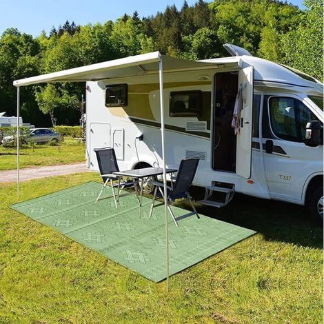 Tapis Extérieur - Rectangulaire 27 cm - Réversible Beige Vert - Pour Sorties De Maison Terrasse Jardin Camping - 1 Pièce (1/5)
