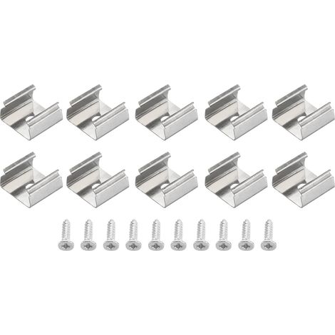 Lot de 100 clips de fixation étanches pour bande lumineuse LED, supports de fixation en plastique avec vis pour ruban lumineux néon RVB de 13 à 15 mm, acier inoxydable (1/5)