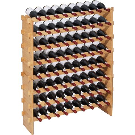 Casier à Vin Modulaire Capacité 72 Bouteilles, Range Bouteilles à 8 Niveaux, Étagère à Vin Autoportant et Stable, Rangement Présentation pour Cuisine Garde-manger Cave Bar, Couleur Naturelle (1/5)