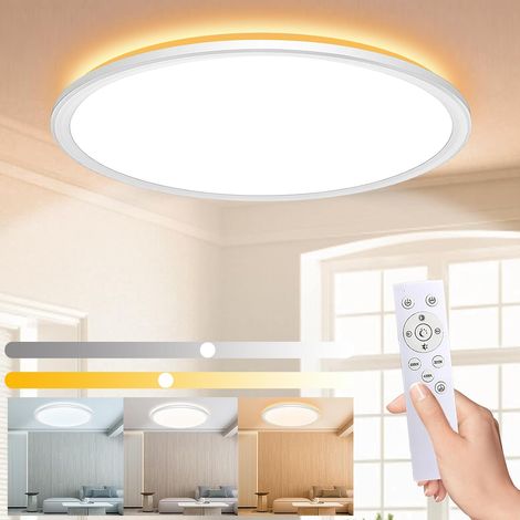 24W 3000LM Plafonnier LED Dimmable, Luminaire Plafonniers avec Télécommande, Éclairage de Plafond Rond, Plafonnier pour Salle de Bain Chambre Salon Cuisine Couloir Ø29.5cm (1/5)