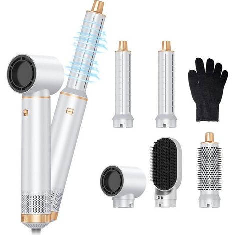 Air Styler 5 En 1,1000W Seche Cheveux,Brosse Soufflante,30Mm Air Curl Outil De Sèche-Cheveux,Amovible Pour Le Lissage Des Boucles S