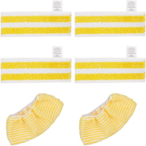Set mit 6 Ersatz-Mikrofasertüchern, kompatibel mit Kärcher Easyfix SC 2, SC 3, SC 4, SC 5 Dampfreinigern, 4 Tücher und 2 Hauben (1/4)