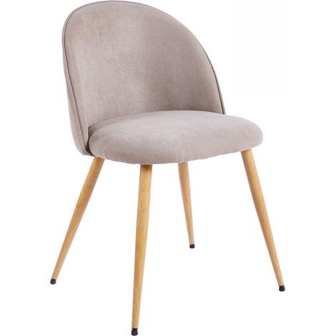 Lot de 2 chaises de salle à manger coloris beige , pieds coloris bois de chêne - Longueur 55 x Profondeur 50 x Hauteur 78 cm (1/2)