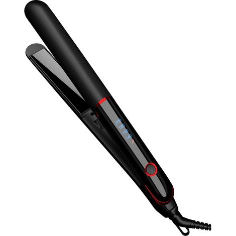 Lisseur électrique anti-brûlure, à température réglable et double fonction : lisse et boucle les cheveux. Noir. (1/5)