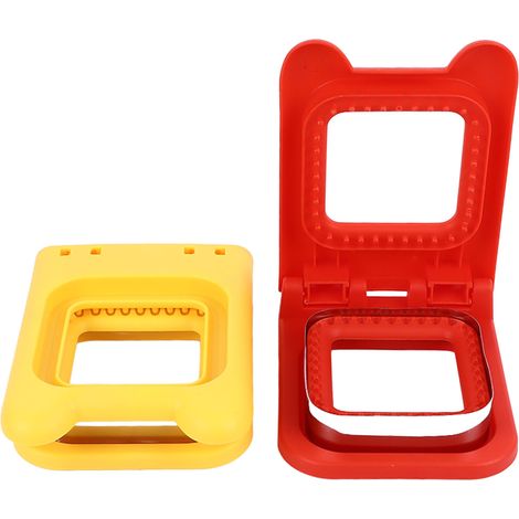 2-teiliges quadratisches Sandwich-Ausstecher-Set, rot und gelb, Edelstahl, Sandwich-Ausstecherform (1/5)