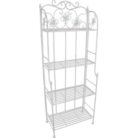 Portapiante Floriance 4 Piani Bianco Antico 60x31x60x158 h cm in Acciaio Bianco (1/3)