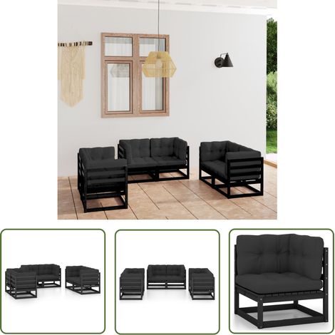 The Living Store 6-tlg. Garten-Lounge-Set mit Kissen Kiefer Massivholz - Garten Lounge Set - Gartenmöbel - Rattan Möbel - Outdoor Sofa - Esszimmergarnitur (1/5)