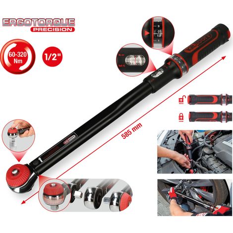 KS Tools ERGOTORQUE®precision 516.1472 Drehmomentschlüssel mit Knarre 1/2" (12.5 mm) 60 - 320 Nm