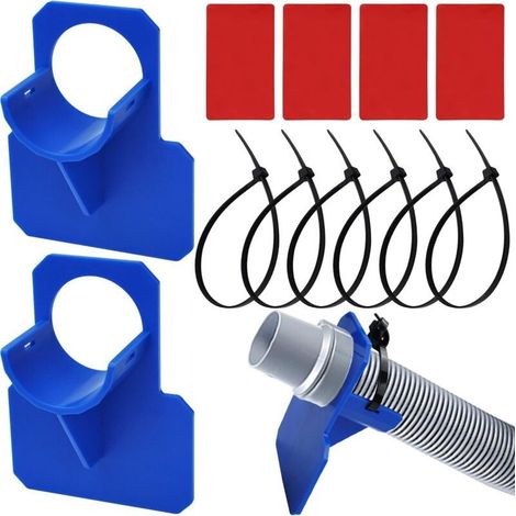Lot de 2 supports de tuyau d'arrosage en plastique pour piscines hors sol, avec 4 adhésifs et 6 attaches de câble, empêche le tuyau de tomber, résistant à la rupture (38 mm) (1/5)