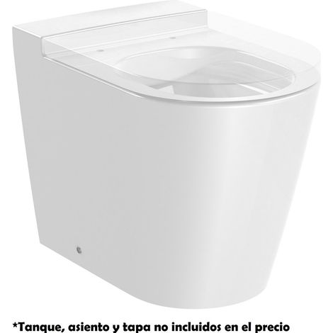 Taza Rimless® adosada a pared con salida dual para tanque alto o empotrable ROUND INSPIRA - ROCA Color: Blanco (1/5)