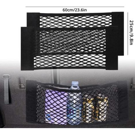 Sac filet de coffre Filet à bagages de voiture,filet de coffre universel filet de protection élastique Filet de rangement du coffre Avec velcro pour filet de coffre de voiture / SUV en nylon (1/5)