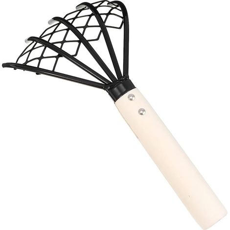 Rastrillo de cinco garras para mariscos, herramienta escarificadora, rastrillo de acero blanco y negro