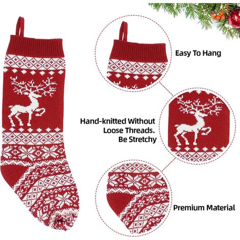 Lot de 2 chaussettes de Noël, grandes chaussettes de Noël à suspendre au sapin, sac cadeau pour la décoration du sapin de Noël (1/3)