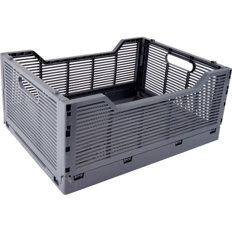 Cagette Pliable Taille L 40X30Xh,17 cm Empilable Gris (1/2)