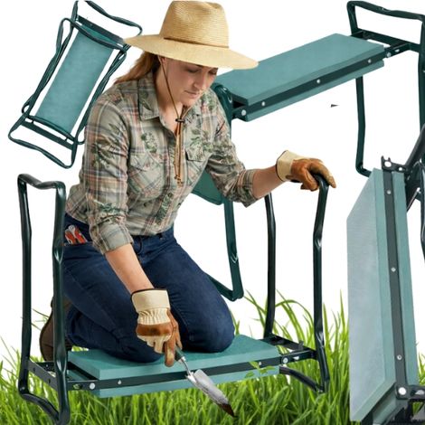 Tabouret de jardin vert, chaise et genouillère souple 2 en 1 (1/5)